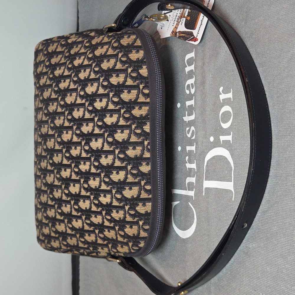 Dior Adjustable 2 Way shoulder strap 1970s Oblique canvas bag Collectable - Picture 14 of 17